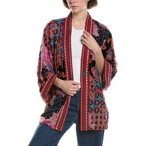 Johnny Was Womens Merhawi Burnout Silk-Blend T Kimono, Pink